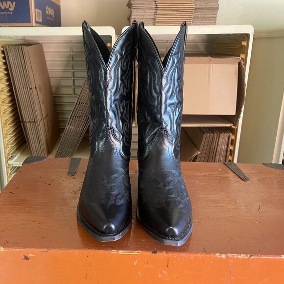 LAREDO Mens Size 9 EW Snip Toe Black Hawk Leather Western Rodeo Dress Boots 6860 - Picture 5 of 12